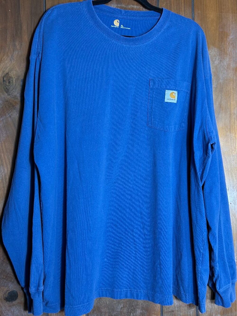 Carhartt Mens XL Blue Long Sleeve Pocket T-Shirt Original Fit K126 Workwear